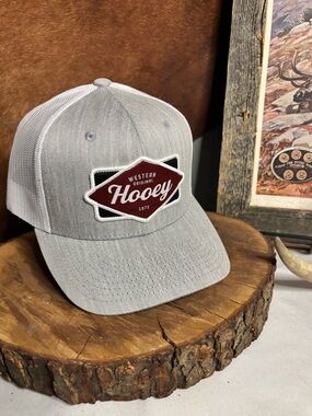 Hooey Western Original Trucker Hat | Gray Mesh Snapback Logo Patch Cap